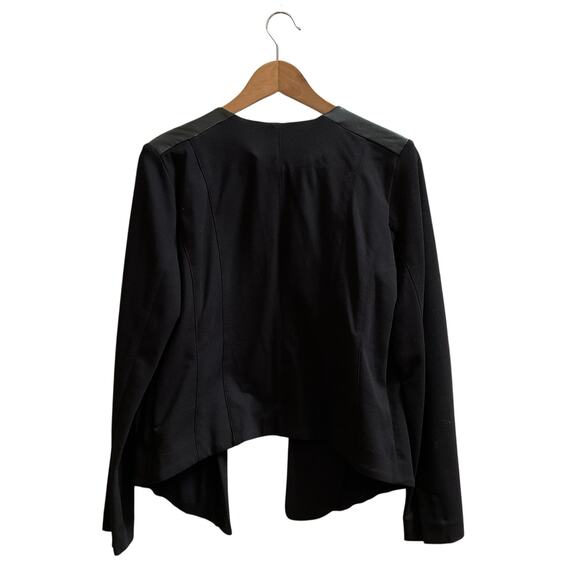 Eileen Fisher Ponte Viscose Blend Stretch Leather Trim Detail Blazer Medium - Picture 5 of 12